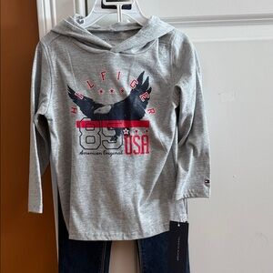 Tommy Hilfiger Kids Gray Hoodie with USA Graphic